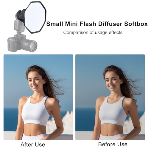 20cm/7.8" Octangle Foldable Flash Diffuser Softbox - Professional Light Softener for Speedlight Cameras with Elastic Band/Storage Pouch (Compatible with Canon/Nikon/Sony/Yongnuo)