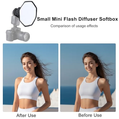 20cm/7.8" Octangle Foldable Flash Diffuser Softbox - Professional Light Softener for Speedlight Cameras with Elastic Band/Storage Pouch (Compatible with Canon/Nikon/Sony/Yongnuo)