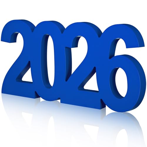 AceOrbit Graduation Decorations 2026 Table Sign Centerpieces 13" x 5.5" Wooden Class of 2026 Block Graduation Photo Booth Props for High School Seniors Night Decor College Party Supplies(Blue) - color: Blue