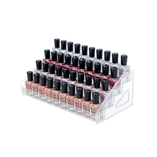 4-Tier Clear Acrylic Nail Polish Storage, Holds 32-64 Bottles, Multi-Purpose Nail Polish Rack, Sunglasses, Essential Oils and Cosmetics - size: 4-tier