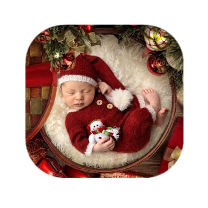 Fashion Cute Newborn Boy Girls Baby Costume Outfits Photography Props Hat Pants - color: Red Wine