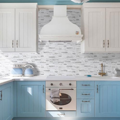 STICKGOO Peel and Stick Backsplash Tile, Stick on Backsplash for Kitchen and Bathroom, Volakas White Look PVC Mixed Metal Silver Self Adhesive Wall Tiles(10 Sheets) - color: Volakas White with Metal Silver