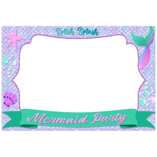 LaVenty Mermaid Party Decorations Mermaid Themed Photo Booth Props Frame Summer Beach Photo Booth Props for Under The Sea Birthday Party Bridal Shower Baby Shower Supplies