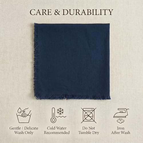 ACCENTHOME Navy Cotton Linen Napkin Set of 12 18x18 inch Dinner Napkins - Washable Soft Premium Hotel Quality Reusable Hemmed Edges Napkins Perfect Table Linens for Family Dinners, Weddings - color: 09 - Navy, size: 18"x18" - Pack of 12