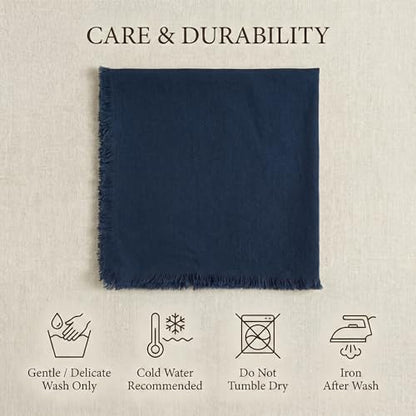 ACCENTHOME Navy Cotton Linen Napkin Set of 12 18x18 inch Dinner Napkins - Washable Soft Premium Hotel Quality Reusable Hemmed Edges Napkins Perfect Table Linens for Family Dinners, Weddings - color: 09 - Navy, size: 18"x18" - Pack of 12
