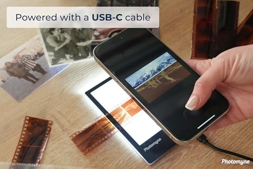 Photomyne A7 Mini Light Pad Backlight Portable Hands-Free Ultra-Thin Ultimate Brightness for Supporting Photo Slides and Film Negative Scanning (Includes USB-C Adapter) - Black (Small) - style: Mini