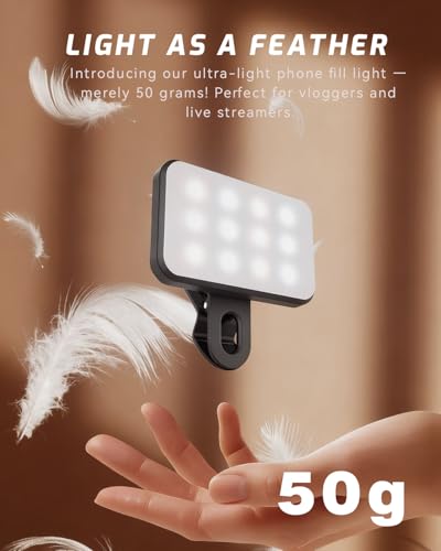 Portable Selfie Light for iPhone: Rechargeable Phone Fill Lights, Ring Light for Camera Picture, Makeup Photo, Video Conferences, Laptop Use, Zoom Meetings, TikTok, Vlog Photography - color: Black-white