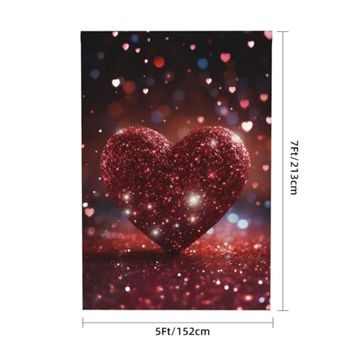 Red Glitter Heart Backdrop Background for Photography 5x7ft Photobooth Professional Photo Backdrop Curtains Video Photography Studio Photo Backgrounds Banner Booth Background Screen Parties - color: Red Glitter Heart