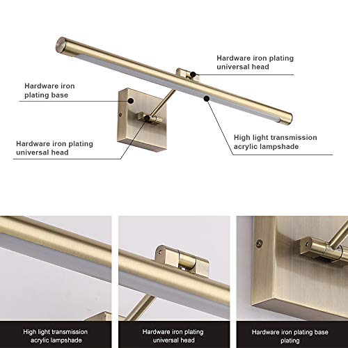 Joosenhouse Modern LED Picture Lights 24.4 inch, Antique Bronze Metal Artwork Display Lamp with Rotatable Sconces Lamp Head, 14W (70W Eqv.), Hardwired Connection, 3000K Warm White 840Lm… - color: Antique Bronze, size: Non-Dimmable 24.4" Long