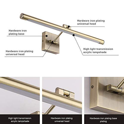Joosenhouse Modern LED Picture Lights 24.4 inch, Antique Bronze Metal Artwork Display Lamp with Rotatable Sconces Lamp Head, 14W (70W Eqv.), Hardwired Connection, 3000K Warm White 840Lm… - color: Antique Bronze, size: Non-Dimmable 24.4" Long