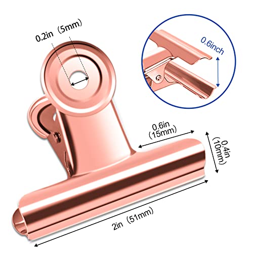 20 Pack Large Metal Hinge Rose Gold Clips 51mm for Crafts, Photos, Drawing, Food Bags at Home, Office, School, Shop - color: Rose Gold, size: 51mm