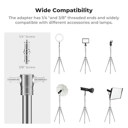 K&F CONCEPT 9.2ft/2.8m Stainless Steel Light Stand, Spring Cushioned Heavy Duty Photography Tripod Stand with 1/4” to 3/8” Universal Screw Adapter for Strobe,LED Video Light,Ring Light,Softbox
