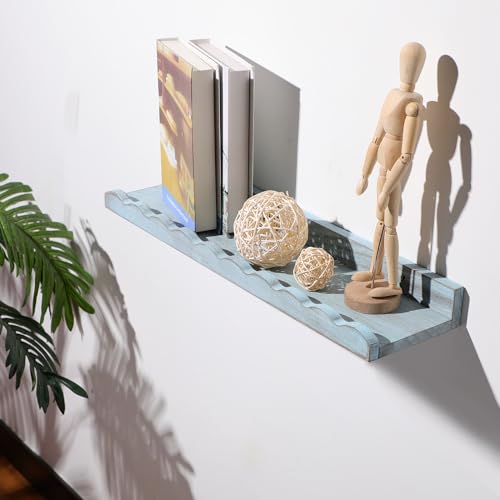 Suzile 2 Pcs Scalloped Shelves Wall Floating Shelves Set for Room, Bathroom, Bedroom, Cute Room Decor Aesthetic and Books, Toys, Photo Frames Storage(23",White, Blue) - color: White,blue, size: 23"