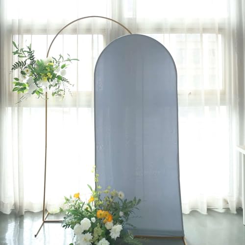 Efavormart 6ft Dusty Blue Spandex Fitted Arch Slipcover, Snug Fit Round Top Backdrop Sleeve for Coastal Weddings and Winter Birthdays - color: Dusty Blue, size: 6 FT
