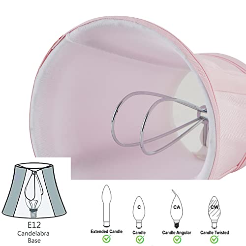 EFINEHOME Mini Lamp Shade Clip On Bulb for Candelabra Bulbs- Barrel Fabric Shade ONLY for Candle Bulbs Chandelier Wall Lamp DIY Lighting Accessories (1, Pink) - color: Pink