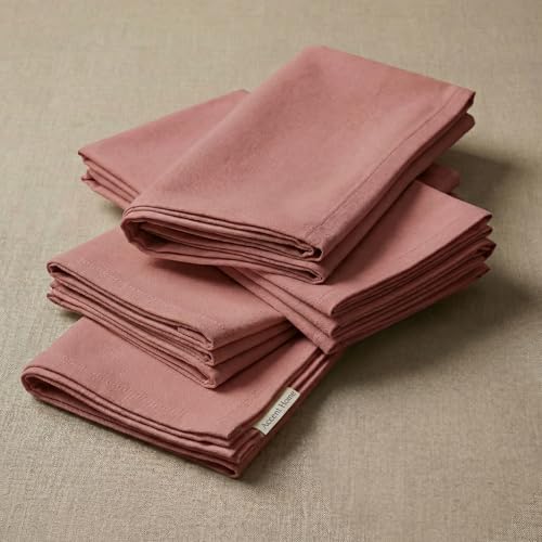 Accent Home 100% Cotton Napkins, Delicate Cloth Napkins for Dinners, Parties and Weddings，18 x 18 Inch Set of 12 - Blush - color: 07 - Blush - Twill, size: 18"x18" - Pack of 12