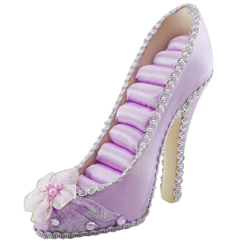 Ring Holder High Heel Shoe Design Fashion Jewelry Organizer Display Birthday Gift (Purple) - color: Purple