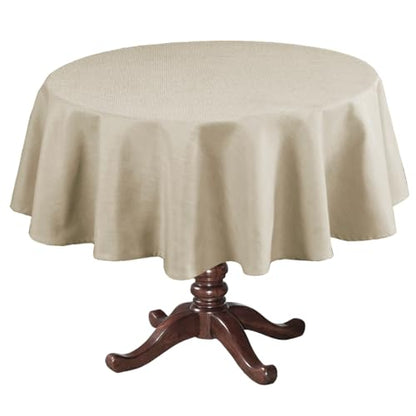 H.VERSAILTEX Linen Textured Table Cloths Round 60 Inch Premium Solid Tablecloth Spill-Proof Waterproof Table Cover for Dining Buffet Feature Extra Soft and Thick Fabric Wrinkle Free, Taupe - color: Taupe, size: 60" (Round)