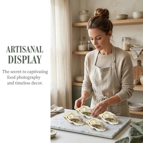 Toyvian 4pcs Artificial Oysters, Fake Shellfish Seafood Model Scallop Food Photography Prop Food Sample Display for Home Kitchen Party Decoration B