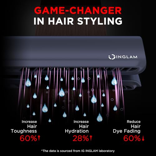 IG INGLAM Air Straight, Style from Wet Hair, 200M Ionic Hair Dryer Straightener for Medium Long Length(14”-30”), Straightener and Dryer 2 in 1, Fast Drying and Straightening in One Step, Dark Blue - color: Prussian Blue