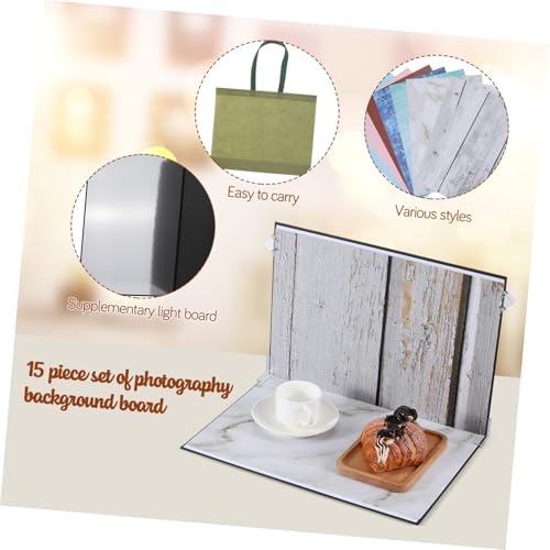 SOLUSTRE 15pcs Photography Backdrop Kit for Product Photography, Fabric Photo Background with Multiple Patterns, Portable Photoshoot Props Set for Food and Jewelry, Tabletop Studio Use