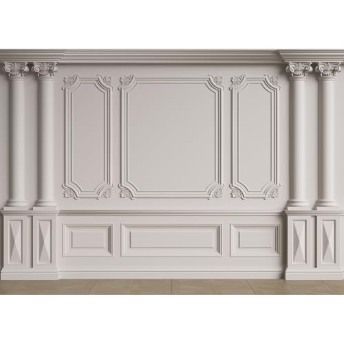 Vintage Room Backdrop Classic Interior Marble Pillars White Wall Photography Background European Frame Castle House Living Room Wallpaper Backdrop Decorations Birthday Wedding Props 5x4ft - color: White, size: 5x4ft