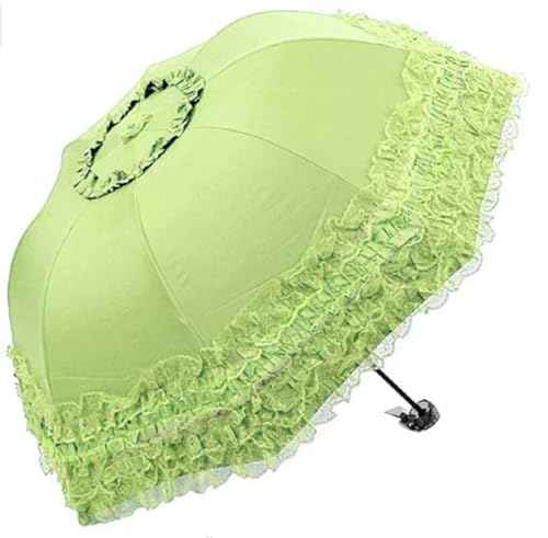 WENDIN Vintage Foldable Lace Parasol Gothic Umbrella rain Anti-uv Protection parasol sunblock umbrella dome Photo Props girls women lace umbrellas - color: Manual Green