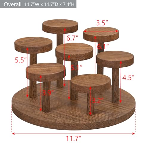 Ikee Design 7-Tier Wooden Display Riser for Jewelry, Accessories, and Collectibles items Wooden Jewelry and Figurine Display Risers, Multilevel Stand for Action Figures and Home Decor, Brown Color - color: Brown, 7-Tier