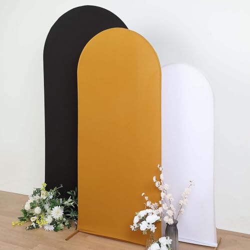 Efavormart 6ft Gold Spandex Fitted Arch Slipcover, Shimmering Round Top Backdrop Sleeve for Luxury Receptions and Boutique Displays - color: Gold, size: 6 FT