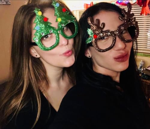 Christmas Glasses for Holiday Party 12Pcs: Fun Decorative Festive Eyeglasses Frames for DIY Photo Booth, Christmas Stocking Stuffers Party Favors for Adults Women Men
