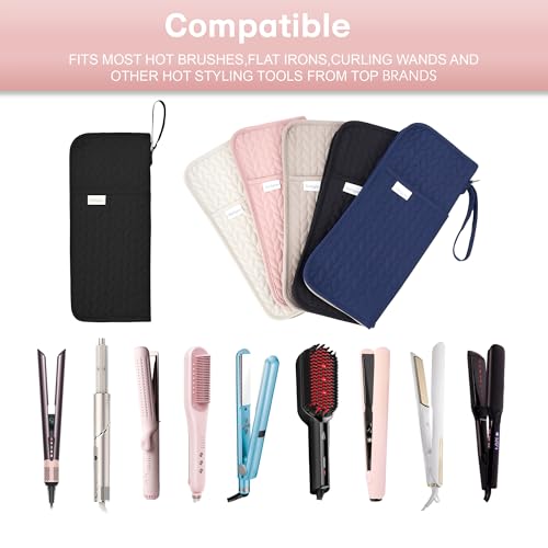 KarSyon Hot Tools Organizer Heat Resistant Mat Case Hair Tools Holder Travel Bag Portable Hair Styling Tools Cover Pouch for Curling Iron,Flat Iron,Hair Straightener (Black) - color: Black