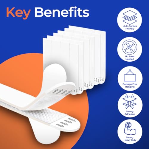 HASAAO Picture Hanging Strips, Medium 40 Strips (20 Pairs), Damage Free Wall Hangers for Frames and Posters, Heavy Duty Removable Adhesive Hook and Loop Tape, No Nails Needed, White - style: Medium 20 Pairs