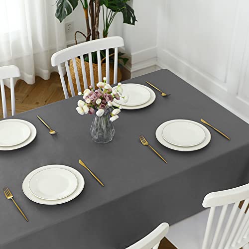 Romanstile 100% Waterproof PVC Tablecloth, Square Oil Spill Proof Stain Resistant Vinyl Table Cloth, Wipe Clean Plastic Table Covers for Kitchen/Dining/Parties - 54 x 54 Inch, Dark Grey - color: Dark Grey, size: 54" x 54" (Square)