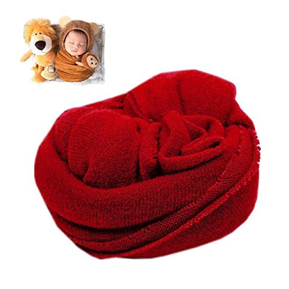 Newborn Photography Props Boys Girls Wrap Baby Photo Props Soft Knit Blanket Cloth (Red) - color: Red