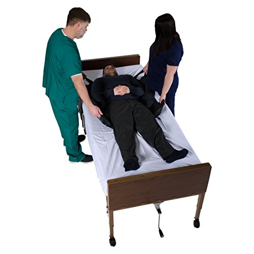 Patient Aid Positioning Sheet with Handles (PA45057) for Moving and Turning Patients in Bed, with 3-Layer Nylon Fabric for Comfort and Protection, 6 Ergonomic Straps for Fast and Safe Repositioning - size: 57" x 40"
