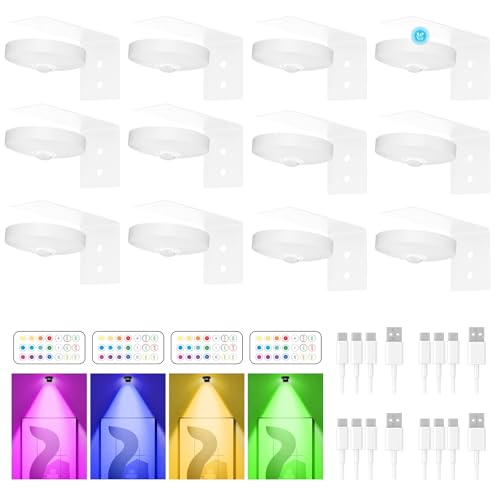 Rechargeable Picture Lights for Wall,Under Cabinet Lighting,1500mAh Rechargeable Battery Operated Picture Frame Lights for Kitchen, Closet, Shelf - 3 Color Temps & 13 RGB (12 Packs White) - color: White, size: 12 Packs
