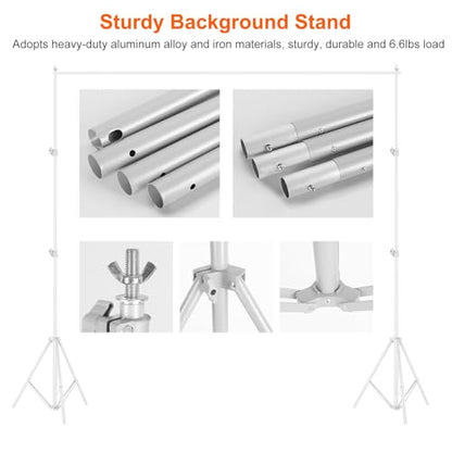 iMounTEK Backdrop Stand for Party, 6.5 * 9.84 ft Photographic Studio Photo Backgrounds Adjustable Photo Backdrop Stand Kits with a Carrying Bag Photo Backdrop Stand for Photography/Wedding(White) - color: White