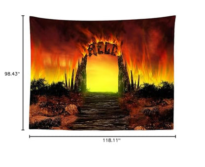 BELECO Hell Gate Photography Backdrop Fabric 10x8ft Hellfire Stairway to Hell Background Christian Religious Belief Church Event Party Decorations Backdrop Adult Artistic Portrait Photoshoot Props - size: 10x8FT