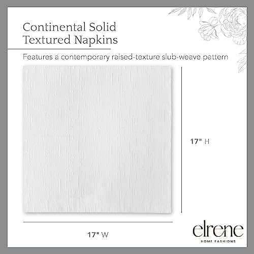 Elrene Home Fashions Continental Solid Texture Water and Stain Resistant Fabric Dining Napkins, Set of 4, 17"x17", White - color: White, size: 17" x 17" (Set of 4)