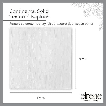 Elrene Home Fashions Continental Solid Texture Water and Stain Resistant Fabric Dining Napkins, Set of 4, 17"x17", White - color: White, size: 17" x 17" (Set of 4)