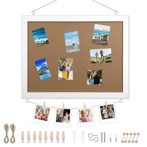16" x 12" Prayer Board, Cork Board for Walls, Bulletin Board Picture Display Corkboards for Office, Pin Boards for Walls Compatible with Home, Office, Bedroom Decor (White) - color: White