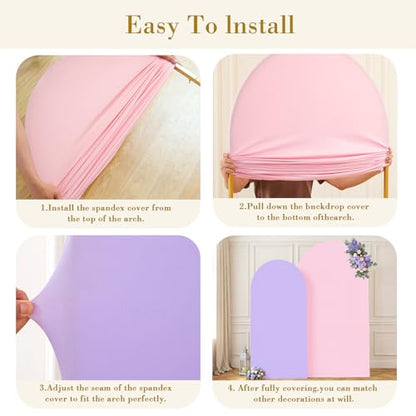 Pink and Purple Arch Cover 6ft Spandex Baby Shower Arch Backdrop Cover for Girls Birthday Party Bridal Shower Balloon Arch Stand Cover Butterfly Mermaid Theme Photo Arch Covers Stretchy Backdrop - color: Pink Purple, size: 6FT