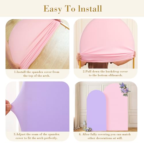 Pink and Purple Arch Cover 6.6ft Spandex Baby Shower Arch Backdrop Cover for Girls Birthday Party Bridal Shower Balloon Arch Stand Cover Butterfly Mermaid Theme Photo Arch Covers Stretchy Backdrop - color: Pink Purple, size: 6.6FT