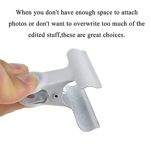 HAHIYO 2inch White Bulldog Clips Metal File Hinge Binder Clips Clamps Save Space Strong Spring Jaws Rock Solid Grip Book Lay Flat Deburred Edge for Hang Photos Wall Grid Dog Food 13PCS - size: White-2in-13P