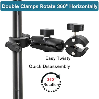 Foraineam Double Mount Camera Clamp Bracket, Umbrella Mount Motorcycle Bike Handlebar Clamps, Super Clamp Monitor Magic Arm, Crab Plier Clip for Desktop, Wagon, Selfie Stick, Photo Studio Light Stand