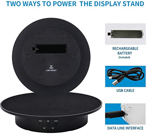 JAYEGT Motorized Rotating Display Stand, 7.87inch /17.6lbs Load, 360 Degree Electric Rotating Turntable for Photography Products, Jewelry, 3D Model ,with 5 Colors Backgrounds- Black - color: Black