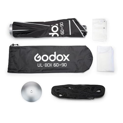 Godox 24”x35” Strip Softbox with Bowens Mount, UL-BOX-60x90 Folding Quick Release Rectangular Softbox Foldable Soft Box with Grid, Diffuser for Godox SMALLRIG/Neewer/Aputure