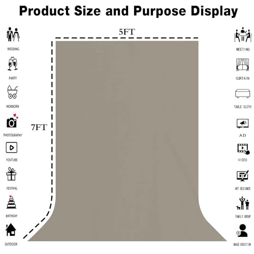 5x7FT Gray Screen Backdrop Photo Background, Pure Grey Color, Professional Photography Video Studio, Events, Streaming, Games, Live Streaming, Video Shooting - color: Grey, size: 5x7ft