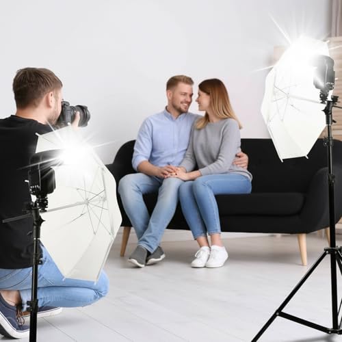 2 Pack 22"/55cm White Translucent Soft Umbrella, Photography Light Reflector Umbrella Kit Mini Lighting Diffuser for Studio/Outdoor Photo and Video Lighting Accessories (Bracket NOT Included)
