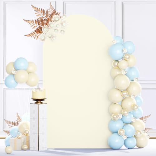 MODFUNS Ivory Arch Cover 2.6x6ft Spandex Arch Covers Stretchy Arched Stand Cover Romantic Fitted Arches Backdrop Covers Double Sided Arched Cover for Wedding Ceremony Party Event Decoration - color: Ivory, size: 2.6 FT x 6 FT